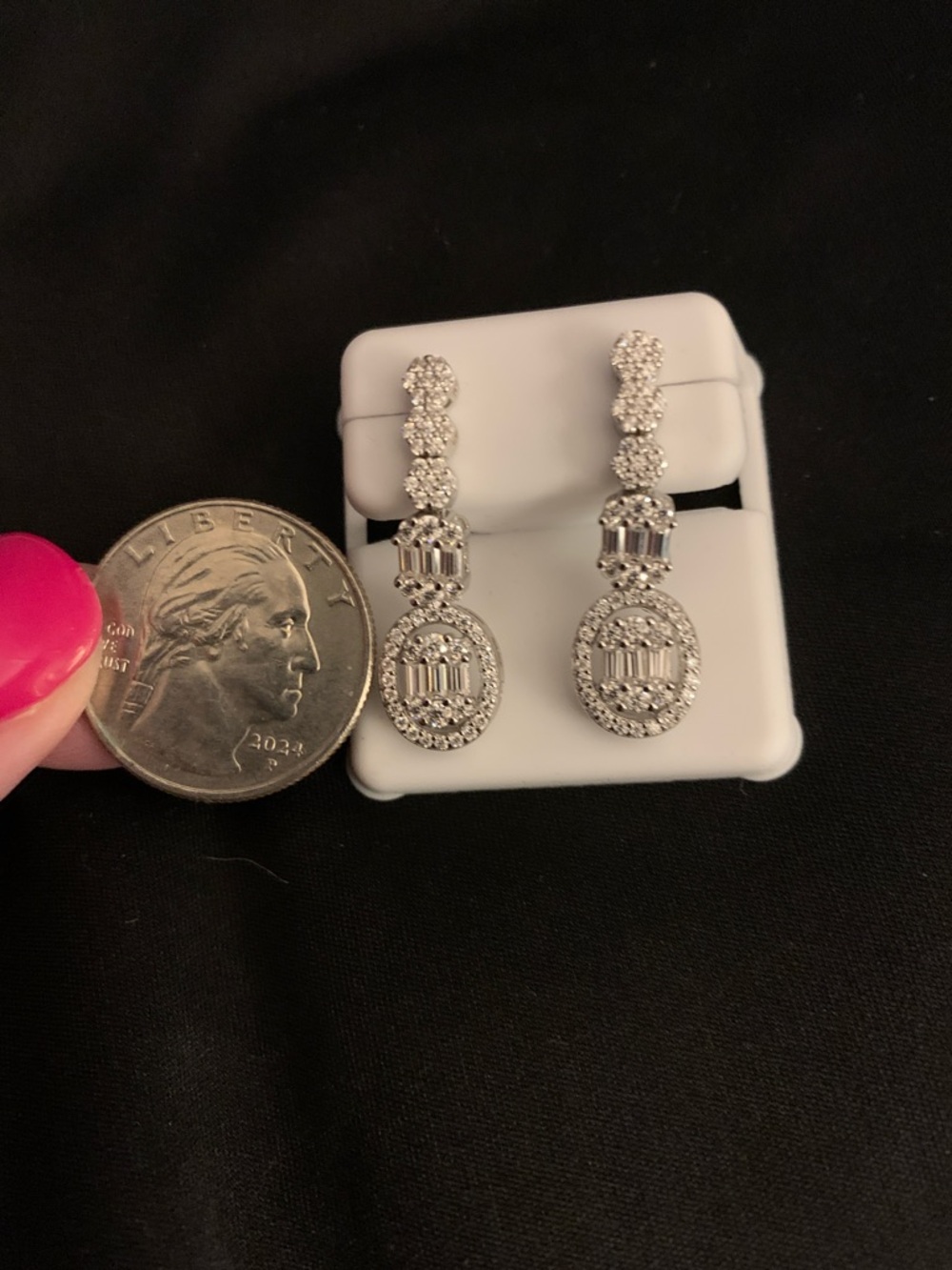 3.0 CTW Stamped .925 Sterling Silver Moissanite Luxury Sparkle Dangle Earrings - Picture 6 of 6